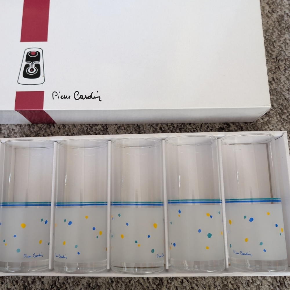 Pierre Cardin Glass Set with Blue and Yellow Dots